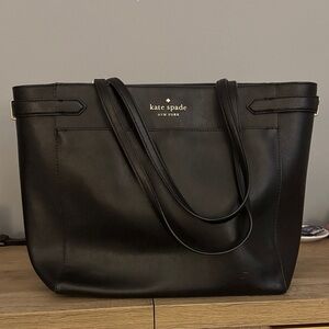 Kate Spade Classic Black Leather Laptop Tote